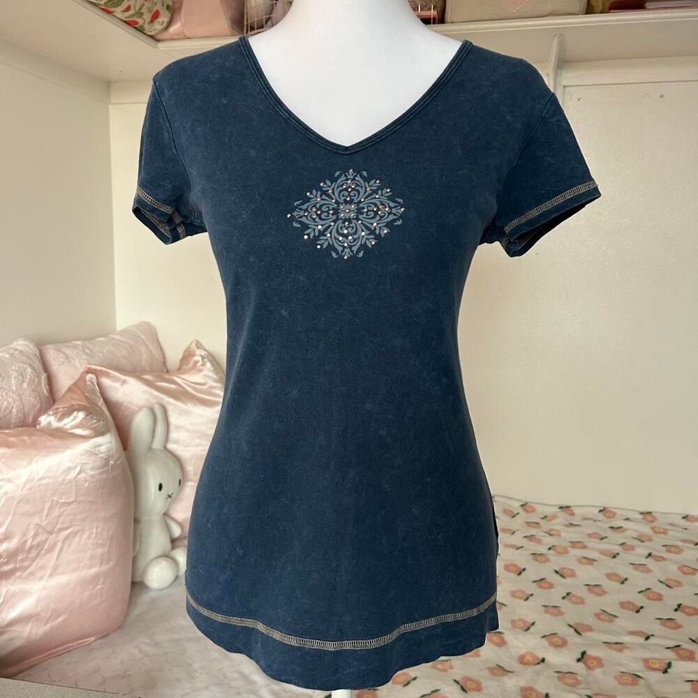Women's Blue and Navy T-shirt